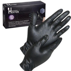 Рукавиці Медичні нітрилові чорні Hoffen Diamond Grip black терстуровані L 8.5гр (50/500)