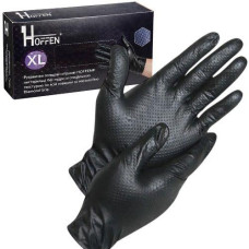 Рукавиці Медичні нітрилові чорні Hoffen Diamond Grip black терстуровані XL 8.5гр (50/500)