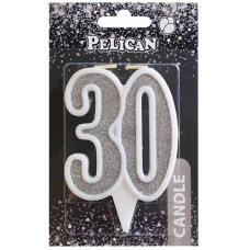 Свічка для торта "Ювілейна 30" Срібло 7см. Pelican 867230 (1/32)