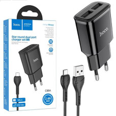 Зарядне Hoco USB 2шт. кабель (USB-Micro) C88A 10,5W (1)