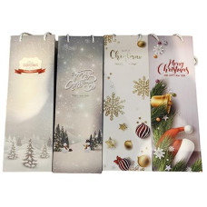 Пакет подарунковий паперовий новорічний під пляшку "Merry Christmas" 12*9*36см. R32988 (864)