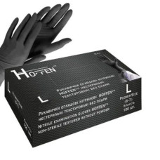 Рукавиці Медичні нітрилові чорні Hoffen black L 3,5гр (50/500)