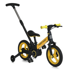 Велосипед 12" "Prof1 Kids 3в1" допом. колеса. гумові колес. сталь. рама. жовтий MB 1021-7 (1)