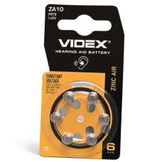 Бат. таб. Videx для слухов апаратів ZA10 (PR70) 1.45V повітряно цинкова 1х6 на бліст. (1/6/60)
