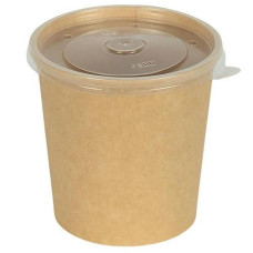 Стакан папер. крафт 450мл. з пластиковою кришкою 16OZ PAPER CUP (50/500)