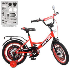 Велосипед 16" "Prof1 Original boy SKD45" допом. колеса. ручні гальма. червоно-чорний Y1646 (1)
