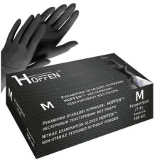 Рукавиці Медичні нітрилові чорні Hoffen black M 3,5гр (50/500)