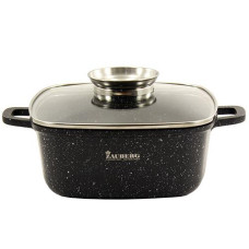 Каструля алюм.  3.5л. "Zauberg" мармур. індукц. квадрат. скляна кришка 1222-BL ІНТР (6)
