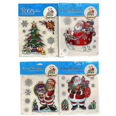 Наклейки для вікон силікон "Santa" mix,  19*25см 6527-P3-17  J.Otten