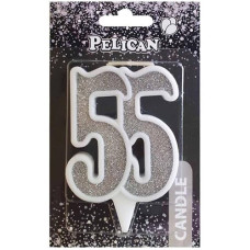 Свічка для торта "Ювілейна 55" Срібло 7см. Pelican 867255 (32)