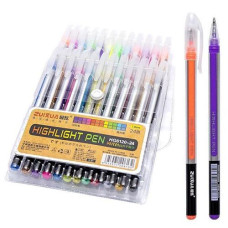 Набір ручок гелевих 24кол. "Highlight Pen" (12 неонових 12 з глітером) HG6120-24 (40)