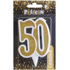 Свічка для торта "Ювілейна 50" Золото 7см. Pelican 867150 (1/32)