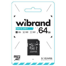 Карта пам'яті Wibrand microSDHC (UHS-1) 64GB class 10. з адаптером WICDXU1/64GB-A (1)
