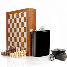 Подарунковий набір шахи фляга 8oz + 4 стопки 61136/61137 LB-137