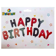 Набір кульок фольгованих "Happy Birthday червоно-чорний" 13шт. 40см. Pelican 837107 (10)