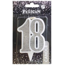 Свічка для торта "Ювілейна 18" Срібло 7см. Pelican 867218 (32)