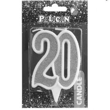 Свічка для торта "Ювілейна 20" Срібло 7см. Pelican 867220 (1/32)