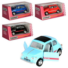 Машинка в кор. метал. "KINSMART FIAT 500" інерц. гум. колеса. 4кол. KT 5004 W (96)