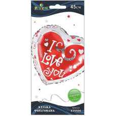Кулька фольгована "Серце "I love you" біло-червоне" 45см. Pelican 835506 (10)