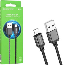 Кабель зарядний Borofone "Sharp PD" (USB-iP) 2.4A. 1.0м. нейлон BX87LB (1)