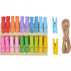 Прищепки декоративні 20шт. на мотузкі 3.5см. різнокольор дерево ціна за компл (10) 1984