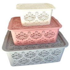 Корзина з кришкою прямокутна 30*21*11см. мікс. кол.576 OSM (72)