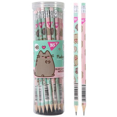 Олівці граф YES "Pusheen" круг з ластиком в тубосі 36шт/уп 280686 (36)