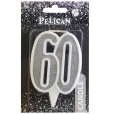 Свічка для торта "Ювілейна 60" Срібло 7см. Pelican 867260 (1/32)