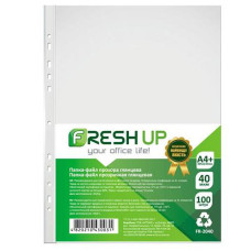 Файли Fresh Up A4+ 40мк за 100шт з перфорацією на 11 отворів, глянсова фактура FR-2040 (1/20)