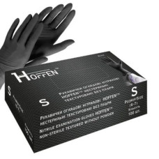 Рукавиці Медичні нітрилові чорні Hoffen black S 3,5гр (50/500)