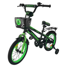 Велосипед 16" "Like2bike Sky" допом. колеса. стальна рама. ручні гальма. чорно-зелений 241605 (1)