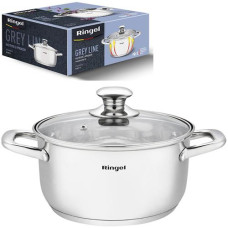 Каструля нерж.  1.6л. "Ringel Grey Line" скляна кришка 16см. RG-2022-16 ЮГ-К (6)