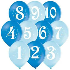 Кульки латексні з малюнком "Цифри хлопчик" асорті 30см. 12" (50) 3103-1268 &&
