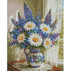 Алмазна мозаїка 40*50см. "Ромашки та люпини" AMO20484 Ideyka (1)