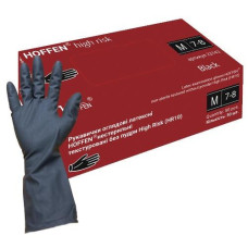 Рукавиці Медичні латексні Hoffen High Risk чорні M 14,5гр (25/250)