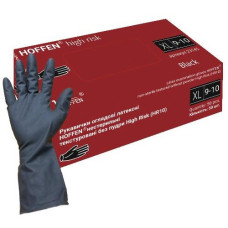 Рукавиці Медичні латексні Hoffen High Risk чорні XL 14,5гр (25/250)