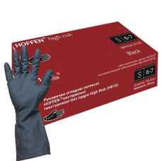 Рукавиці Медичні латексні Hoffen High Risk чорні S 14,5гр (25/250)