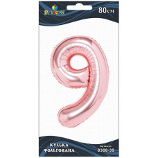Кулька фольгована "9" Рожеве золото 80см. Pelican 830839 (20)
