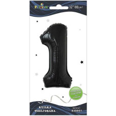 Кулька фольгована "1" Чорна 80см. Pelican 830951 (20)