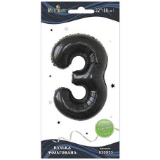 Кулька фольгована "3" Чорна 80см. Pelican 830953 (20)