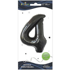 Кулька фольгована "4" Чорна 80см. Pelican 830954 (20)