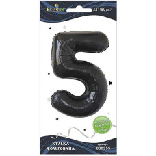 Кулька фольгована "5" Чорна 80см. Pelican 830955 (20)