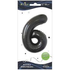 Кулька фольгована "6" Чорна 80см. Pelican 830956 (20)