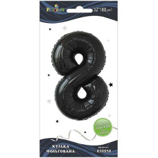 Кулька фольгована "8" Чорна 80см. Pelican 830958 (20)