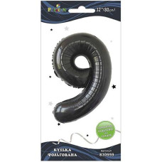 Кулька фольгована "9" Чорна 80см. Pelican 830959 (20)