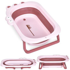 Ванна дитяча з термометром, силікон, складна 87*54*21см. рожева ME 1141 CROCO Pink (1)