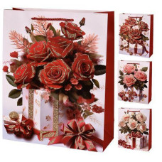 Пакет подарунковий паперовий "Flowers" 26*32*10см. R98415-M (480)