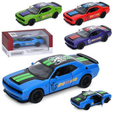 Машинка в кор. метал. "KINSMART Dodge Challenger SRT Demon" інерц. гум. колеса 4кол. KT5461WF (24)