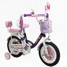 Велосипед 14" "Corso Emily" допом. колеса. ручні гальма. дзвінок. фіолетовий ML-36988 (1)