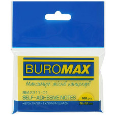 Стікер BUROMAX PASTEL 51*76 100 арк. жовтий BM 2311-01  (12)